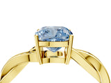 Yellow gold Fancy Blue Cushion  Solitaire Twisted Pave Diamond Ring with Four-Prong Setting_112