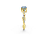Yellow gold Fancy Blue Cushion  Solitaire Twisted Pave Diamond Ring with Four-Prong Setting_26