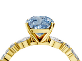 Yellow gold Fancy Blue Cushion  Solitaire with Side Stones on a Pavé Band and Four-Prong Setting_27