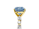 Yellow gold Fancy Blue Cushion  Solitaire with Side Stones on a Pavé Band and Four-Prong Setting_28