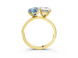 Yellow gold Fancy Blue Cushion  and Emerald Cut Toi Moi Ring with Prong Setting_49