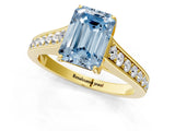 Yellow gold Fancy Blue Emerald  Brilliant Cut Diamond Engagement Ring with Pavé Band and Four-Prong Setting_74