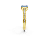 Yellow gold Fancy Blue Emerald  Brilliant Cut Diamond Engagement Ring with Pavé Band and Four-Prong Setting_75