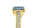 Yellow gold Fancy Blue Emerald  Brilliant Cut Diamond Engagement Ring with Pavé Band and Four-Prong Setting_78