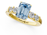 Yellow gold Fancy Blue Emerald  Brilliant Cut Diamond Five-Stone Prong Set Engagement Ring with Channel Band_4