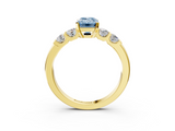 Yellow gold Fancy Blue Emerald  Brilliant Cut Diamond Five-Stone Prong Set Engagement Ring with Channel Band_6