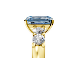Yellow gold Fancy Blue Emerald  Brilliant Cut Diamond Five-Stone Prong Set Engagement Ring with Channel Band_8