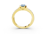 Yellow gold Fancy Blue Emerald  Brilliant Diamond Channel Set Wide Band Ring with Bezel Setting_23