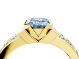 Yellow gold Fancy Blue Emerald  Brilliant Diamond Channel Set Wide Band Ring with Bezel Setting_24