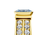 Yellow gold Fancy Blue Emerald  Brilliant Diamond Channel Set Wide Band Ring with Bezel Setting_25