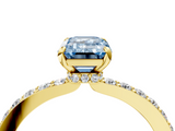 Yellow gold Fancy Blue Emerald  Brilliant Pavé Band Solitaire with Four-Prong Setting_57
