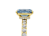 Yellow gold Fancy Blue Emerald  Brilliant Pavé Band Solitaire with Four-Prong Setting_58