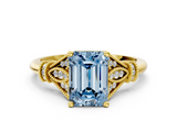 Yellow gold Fancy Blue Emerald  Brilliant Solitaire with Pave Band and Four-Prong Setting_20