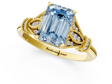 Yellow gold Fancy Blue Emerald  Brilliant Solitaire with Pave Band and Four-Prong Setting_21