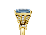 Yellow gold Fancy Blue Emerald  Brilliant Solitaire with Pave Band and Four-Prong Setting_25