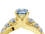Yellow gold Fancy Blue Emerald  Brilliant Solitaire with Side Stones on a Pave Band and Four-Prong Setting_28