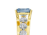 Yellow gold Fancy Blue Emerald  Brilliant Solitaire with Side Stones on a Pave Band and Four-Prong Setting_29
