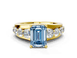 Yellow gold Fancy Blue Emerald  Brilliant Solitaire with Side Stones on a Pave Band and Four-Prong Setting_37