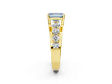 Yellow gold Fancy Blue Emerald  Brilliant Solitaire with Side Stones on a Pave Band and Four-Prong Setting_39