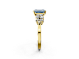 Yellow gold Fancy Blue Emerald  Cluster Diamond Engagement Ring with Pavé Band and Four-Prong Setting_34