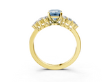 Yellow gold Fancy Blue Emerald  Cluster Diamond Engagement Ring with Pavé Band and Four-Prong Setting_35
