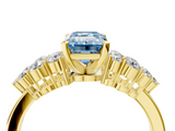 Yellow gold Fancy Blue Emerald  Cluster Diamond Engagement Ring with Pavé Band and Four-Prong Setting_36