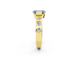 Yellow gold Fancy Blue Emerald Cut Brilliant Channel-Set Diamond Ring with Bezel Prong Setting_2