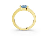 Yellow gold Fancy Blue Emerald Cut Brilliant Channel-Set Diamond Ring with Bezel Prong Setting_3