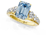 Yellow gold Fancy Blue Emerald Cut Brilliant Diamond Pavé Band with Six-Prong Setting_13
