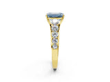 Yellow gold Fancy Blue Emerald Cut Brilliant Diamond Pavé Band with Six-Prong Setting_14