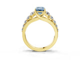 Yellow gold Fancy Blue Emerald Cut Brilliant Diamond Pavé Band with Six-Prong Setting_15
