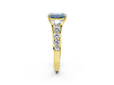 Yellow gold Fancy Blue Emerald Cut Brilliant Diamond Pavé Band with Six-Prong Setting_2