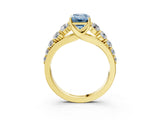 Yellow gold Fancy Blue Emerald Cut Brilliant Diamond Pavé Band with Six-Prong Setting_3