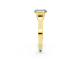Yellow gold Fancy Blue Emerald Cut Brilliant Solitaire Diamond Ring with Channel Set Band and Bar Prong Setting_2
