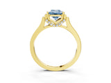 Yellow gold Fancy Blue Emerald Cut Brilliant Solitaire Diamond Ring with Channel Set Band and Bar Prong Setting_3