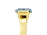 Yellow gold Fancy Blue Emerald Cut Brilliant Solitaire Diamond Ring with Channel Set Band and Bar Prong Setting_5