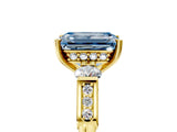 Yellow gold Fancy Blue Emerald Cut Brilliant Three-Stone Pave Band with Four-Prong Setting_5