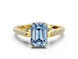 Yellow gold Fancy Blue Emerald  Cut Cathedral Pave Diamond Engagement Ring with Six-Prong Setting_32