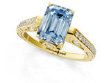Yellow gold Fancy Blue Emerald  Cut Cathedral Pave Diamond Engagement Ring with Six-Prong Setting_33
