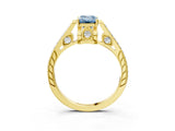Yellow gold Fancy Blue Emerald  Cut Cathedral Pave Diamond Engagement Ring with Six-Prong Setting_35