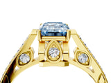 Yellow gold Fancy Blue Emerald  Cut Cathedral Pave Diamond Engagement Ring with Six-Prong Setting_36