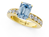 Yellow gold Fancy Blue Emerald  Cut Channel Set Diamond Engagement Ring with Four-Prong Setting_224