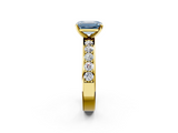 Yellow gold Fancy Blue Emerald  Cut Channel Set Diamond Engagement Ring with Four-Prong Setting_225