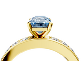 Yellow gold Fancy Blue Emerald  Cut Channel Set Diamond Engagement Ring with Four-Prong Setting_227