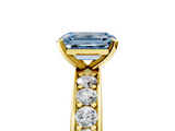 Yellow gold Fancy Blue Emerald  Cut Channel Set Diamond Engagement Ring with Four-Prong Setting_228
