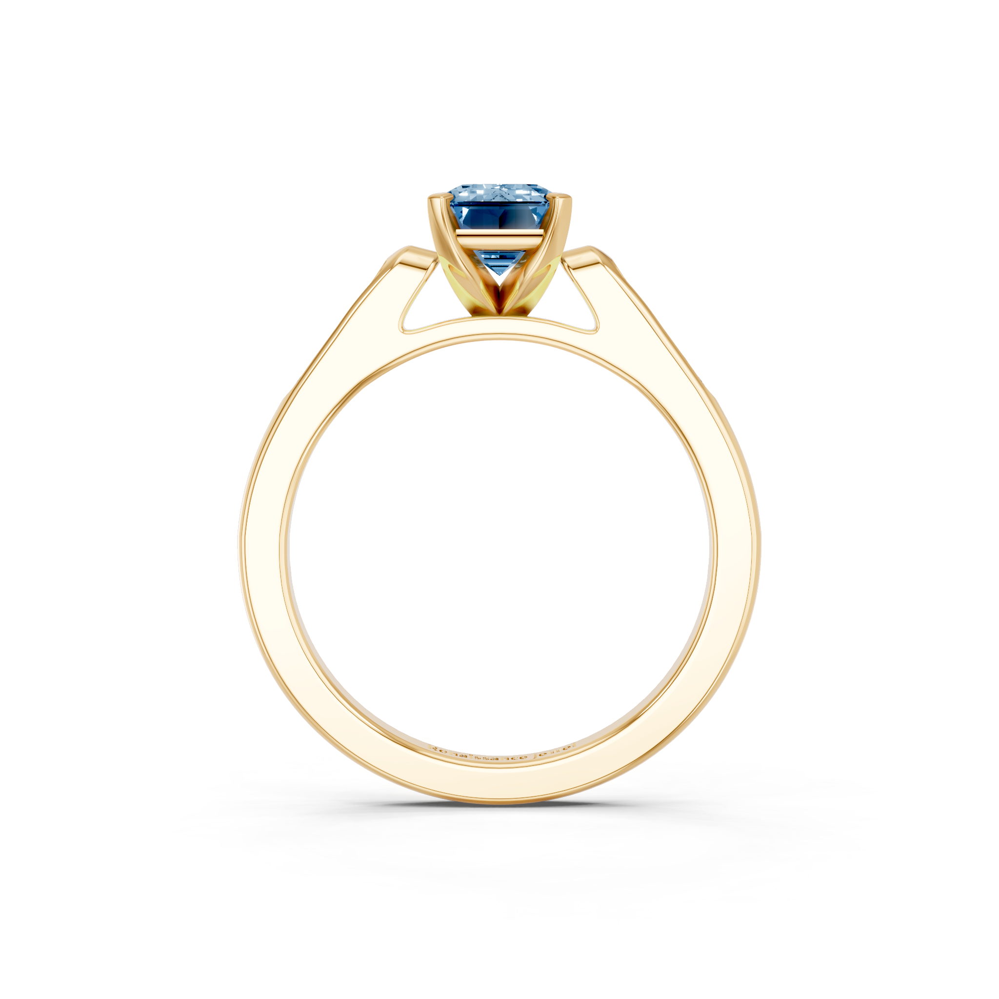 Yellow gold Fancy Blue Emerald  Cut Channel Set Solitaire Engagement Ring with Four-Prong Setting_15