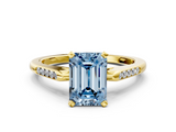 Yellow gold Fancy Blue Emerald  Cut Channel Set Solitaire Engagement Ring with Four-Prong Setting_157