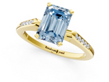 Yellow gold Fancy Blue Emerald  Cut Channel Set Solitaire Engagement Ring with Four-Prong Setting_158