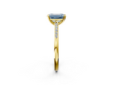 Yellow gold Fancy Blue Emerald  Cut Channel Set Solitaire Engagement Ring with Four-Prong Setting_159