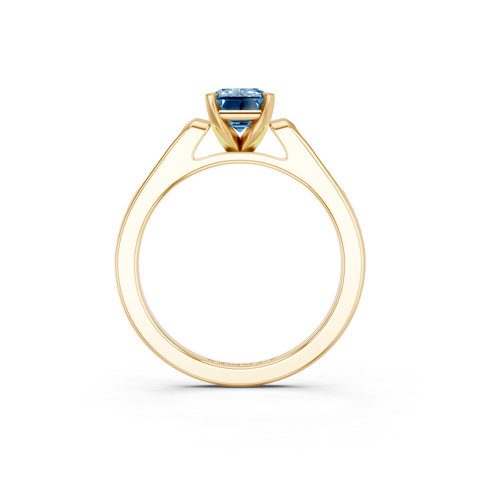 Yellow gold Fancy Blue Emerald  Cut Channel Set Solitaire Engagement Ring with Four-Prong Setting_15